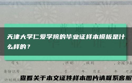 天津大学仁爱学院的毕业证样本模板是什么样的？缩略图