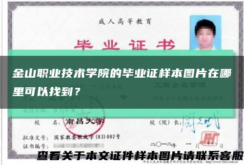 金山职业技术学院的毕业证样本图片在哪里可以找到？缩略图
