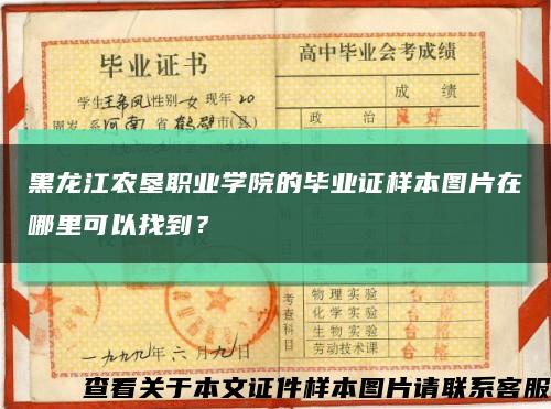 黑龙江农垦职业学院的毕业证样本图片在哪里可以找到？缩略图