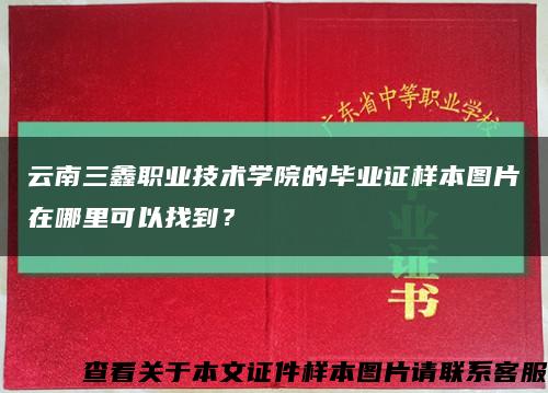 云南三鑫职业技术学院的毕业证样本图片在哪里可以找到？缩略图