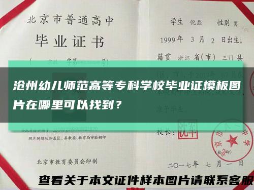沧州幼儿师范高等专科学校毕业证模板图片在哪里可以找到？缩略图