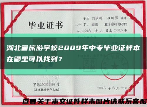 湖北省旅游学校2009年中专毕业证样本在哪里可以找到？缩略图