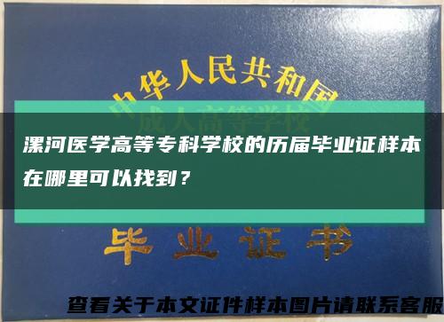漯河医学高等专科学校的历届毕业证样本在哪里可以找到？缩略图