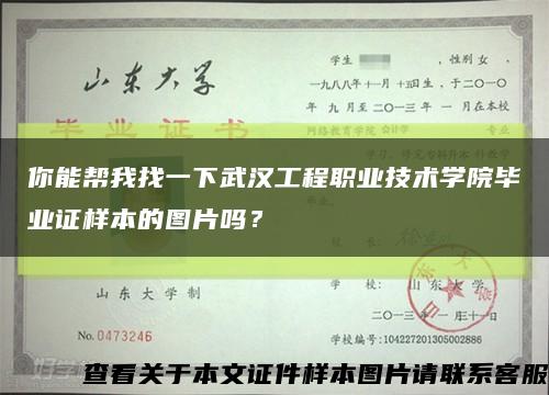你能帮我找一下武汉工程职业技术学院毕业证样本的图片吗？缩略图