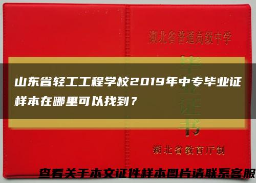 山东省轻工工程学校2019年中专毕业证样本在哪里可以找到？缩略图