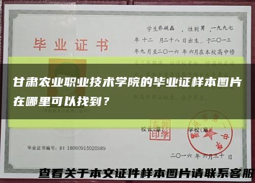 甘肃农业职业技术学院的毕业证样本图片在哪里可以找到？缩略图