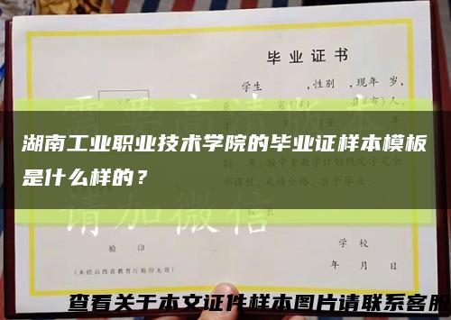 湖南工业职业技术学院的毕业证样本模板是什么样的？缩略图