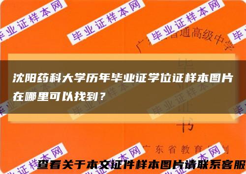 沈阳药科大学历年毕业证学位证样本图片在哪里可以找到？缩略图