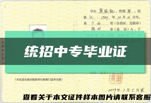 统招中专毕业证缩略图