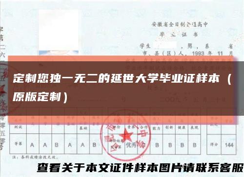 定制您独一无二的延世大学毕业证样本（原版定制）缩略图