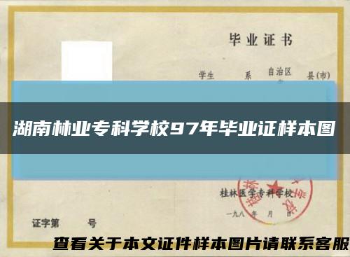 湖南林业专科学校97年毕业证样本图缩略图