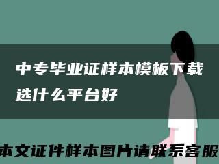 中专毕业证样本模板下载选什么平台好缩略图
