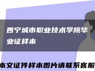 西宁城市职业技术学院毕业证样本缩略图