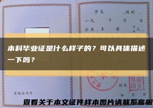 本科毕业证是什么样子的？可以具体描述一下吗？缩略图