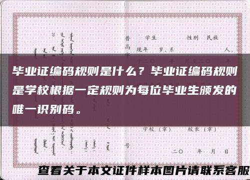毕业证编码规则是什么？毕业证编码规则是学校根据一定规则为每位毕业生颁发的唯一识别码。缩略图