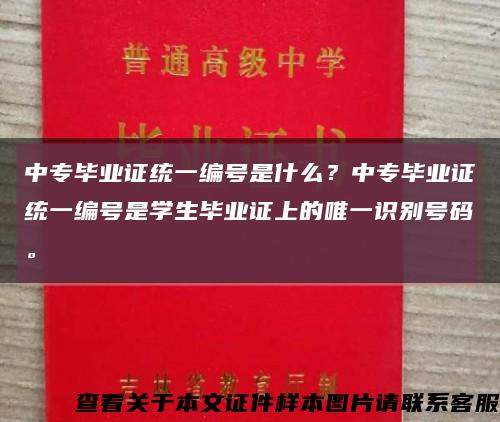 中专毕业证统一编号是什么？中专毕业证统一编号是学生毕业证上的唯一识别号码。缩略图