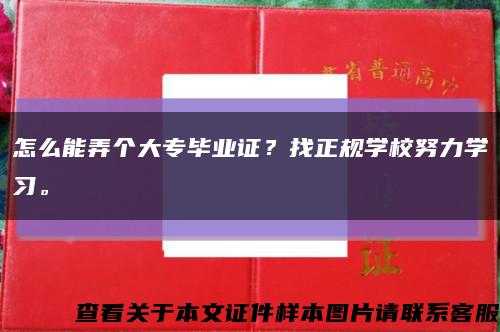 怎么能弄个大专毕业证？找正规学校努力学习。缩略图