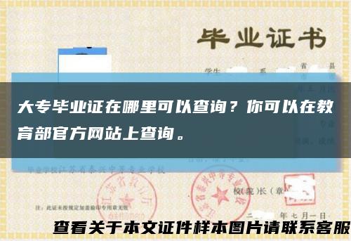 大专毕业证在哪里可以查询？你可以在教育部官方网站上查询。缩略图