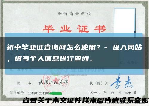 初中毕业证查询网怎么使用？- 进入网站，填写个人信息进行查询。缩略图