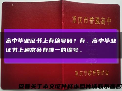 高中毕业证书上有编号吗？有，高中毕业证书上通常会有唯一的编号。缩略图