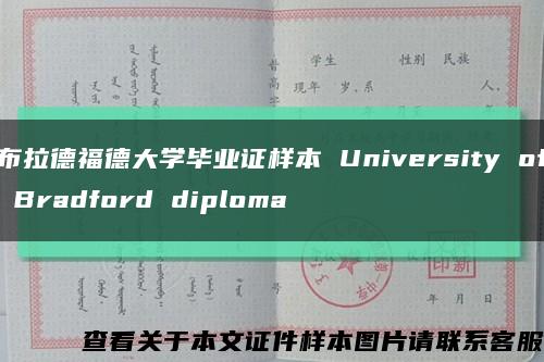 布拉德福德大学毕业证样本 University of Bradford diploma缩略图