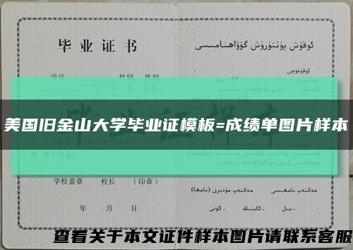 美国旧金山大学毕业证模板=成绩单图片样本缩略图