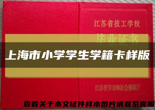 上海市小学学生学籍卡样版缩略图