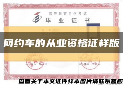 网约车的从业资格证样版缩略图