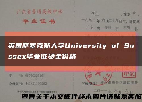 英国萨塞克斯大学University of Sussex毕业证烫金价格缩略图