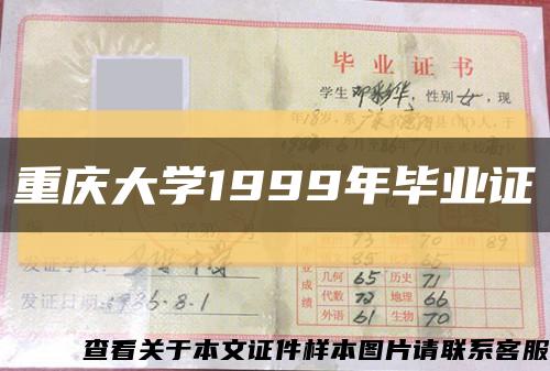 重庆大学1999年毕业证缩略图