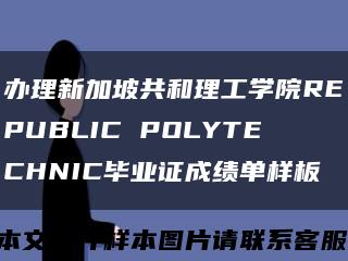 办理新加坡共和理工学院REPUBLIC POLYTECHNIC毕业证成绩单样板缩略图