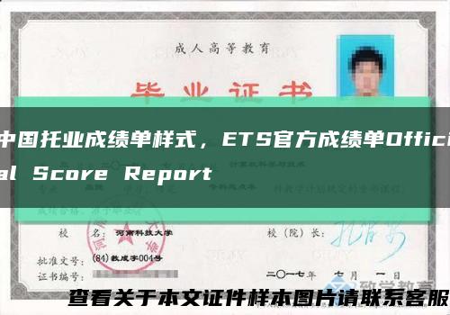 中国托业成绩单样式，ETS官方成绩单Official Score Report缩略图