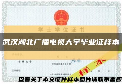 武汉湖北广播电视大学毕业证样本缩略图