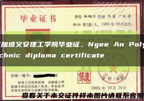 新加坡义安理工学院毕业证，Ngee An Polytechnic diploma certificate缩略图