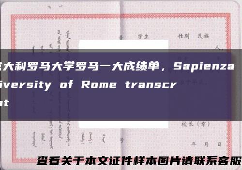 意大利罗马大学罗马一大成绩单，Sapienza University of Rome transcript缩略图