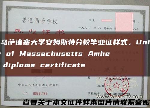 美国马萨诸塞大学安姆斯特分校毕业证样式，University of Massachusetts Amherst diploma certificate缩略图