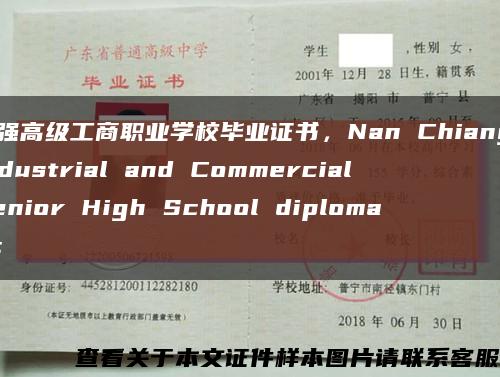 南强高级工商职业学校毕业证书，Nan Chiang Industrial and Commercial Senior High School diploma c缩略图