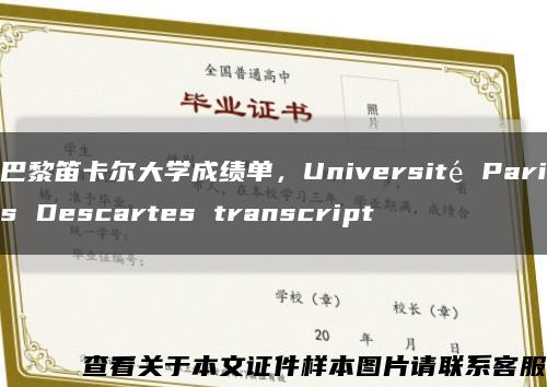 巴黎笛卡尔大学成绩单，Université Paris Descartes transcript缩略图