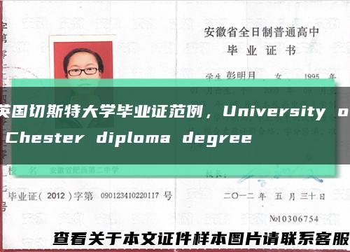 英国切斯特大学毕业证范例，University of Chester diploma degree缩略图