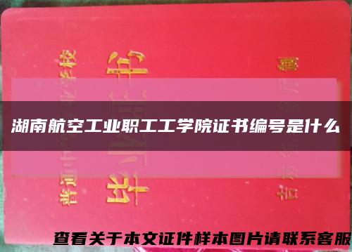 湖南航空工业职工工学院证书编号是什么缩略图