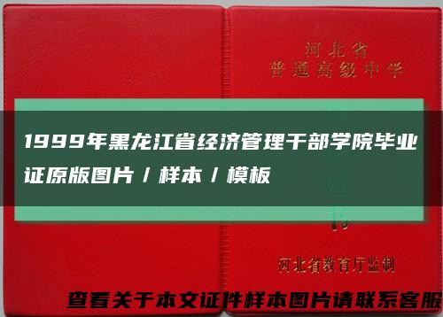1999年黑龙江省经济管理干部学院毕业证原版图片／样本／模板缩略图