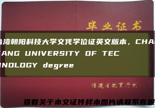 台湾朝阳科技大学文凭学位证英文版本，CHAOYANG UNIVERSITY OF TECHNOLOGY degree缩略图