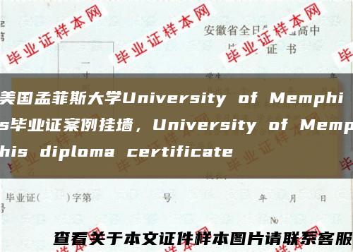 美国孟菲斯大学University of Memphis毕业证案例挂墙，University of Memphis diploma certificate缩略图