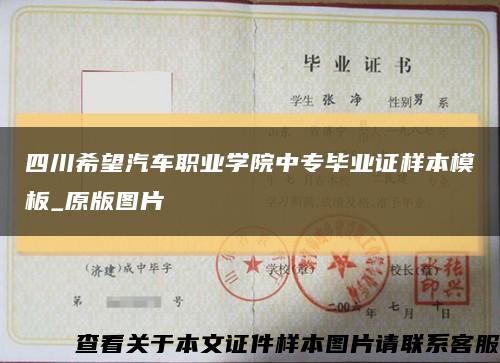 四川希望汽车职业学院中专毕业证样本模板_原版图片缩略图