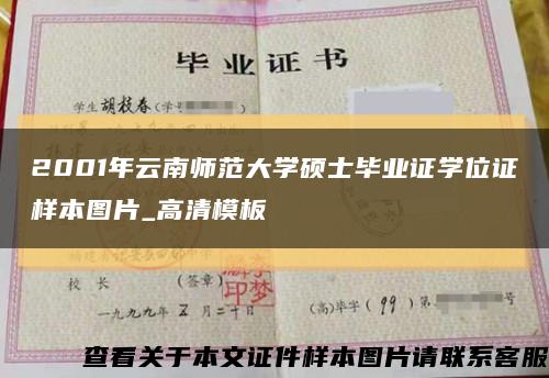 2001年云南师范大学硕士毕业证学位证样本图片_高清模板缩略图