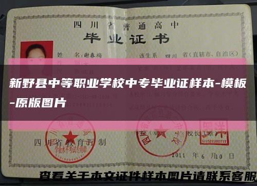 新野县中等职业学校中专毕业证样本-模板-原版图片缩略图