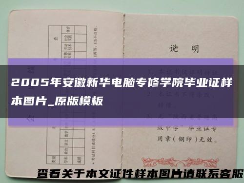 2005年安徽新华电脑专修学院毕业证样本图片_原版模板缩略图