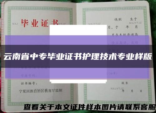 云南省中专毕业证书护理技术专业样版缩略图