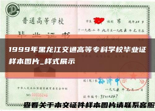 1999年黑龙江交通高等专科学校毕业证样本图片_样式展示缩略图