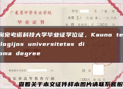 立陶宛考诺科技大学毕业证学位证，Kauno technologijos universitetas diploma degree缩略图